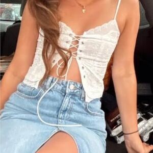 Princess Polly White Lace-Up Top